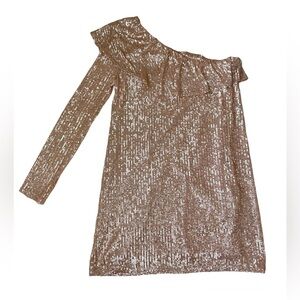 Zara One Shoulder Dress in Shimmering Gold